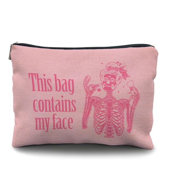 Boutique Handbags - Pink Skeleton Cosmetics Bag, NWT